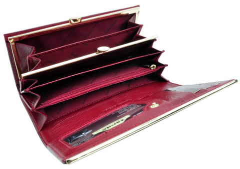 Portfel Damski Skórzany GREGORIO Długi Max Z Klamrą Lakierowany ZLL-100 NIEBIESKI RFID 18,5 x 9,5 x 3,5 [cm]