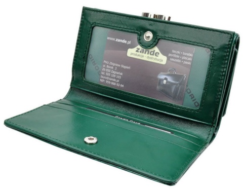 Portfel Damski Skórzany GREGORIO 14 cm Klamra i Klapka Skóra Naturalna Lakierowany PT-108 ZIELONY 14 x 9 x 4 [cm]