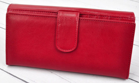 Portfel Damski PATRIZIA Skóra Licowa Długi MAX Z Suwakiem I Dodatkowym Organizerem IT-122 CZERWONY RFID 19,5 x 10 x 3,5 [cm]