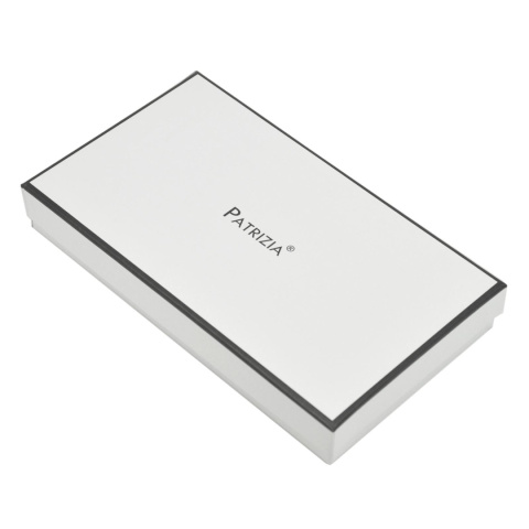 Portfel Damski Skóra Naturalna PATRIZIA Duży Z Metalowym Suwakiem Piórnik Lakierowany SNR-119 SZARY RFID 19,5 x 10 x 2.5 [cm]