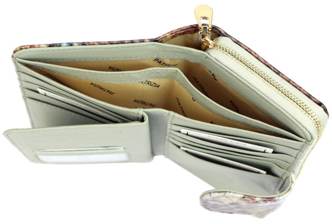 Portfel Damski Skóra Naturalna PATRIZIA Duży Z Suwakiem Piórnik Lakierowany VL-116 NIEBIESKI RFID 16,5 x 9 x 3,5 [cm]