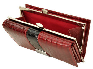 Portfel Damski Skórzany Alessandro Paoli 14 cm Klamra I Suwak Skóra Naturalna Lakierowany 03-04 CZERWONY RFID 14 x 8,5 x 3 [cm]