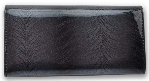 Portfel Damski Skórzany Lakierowany PATRIZIA Długi Max Z Klamrą FF-100 CIEMNY SZARY RFID 18,5 x 9 x 3 [cm]