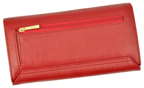Portfel Damski Skórzany PATRIZIA Duży Z Suwakiem Zapinka Wewnątrz IT-102 CZERWONY RFID 18,5 x 9,5 x 3,5 [cm]