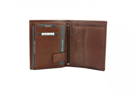 Portfel Męski Skórzany El Forrest Skóra Licowa Duży Pionowy Bez Zapięcia 508 26 KONIAK RFID 13 x 10.5 x 2.5 [cm]