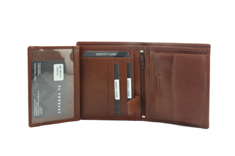 Portfel Męski Skórzany El Forrest Skóra Licowa Duży Pionowy Bez Zapięcia 508 26 KONIAK RFID 13 x 10.5 x 2.5 [cm]