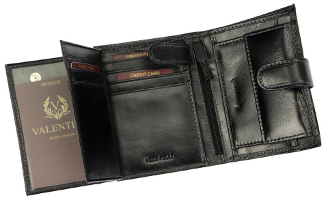 Portfel Męski Skórzany VALENTINI Skóra Licowa Duży Pionowy Z Zapięciem Dwa Skrzydełka 306-04 RFID 13 x 10 x 3 [cm]