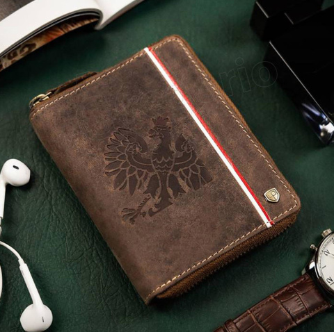 Portfel Peterson Skóra Licowa Duży Pionowy Metalowy Suwak 340P-03 RFID 13 x 10 x 2 [cm]