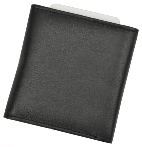 Portfel Skórzany ALBATROSS(PL) Skóra Licowa Mały Kostka Bez Zapięcia 3765 CZARNY RFID 8,5 x 7,5 x 2 [cm]