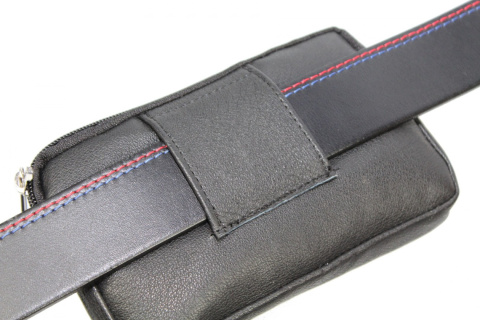 Skórzane Etui Na Telefon Płaska Saszetka Zielony/Czarny Na Pasek Z Suwakiem Polska Galanteria (PL) 19 x 10,5 [cm]