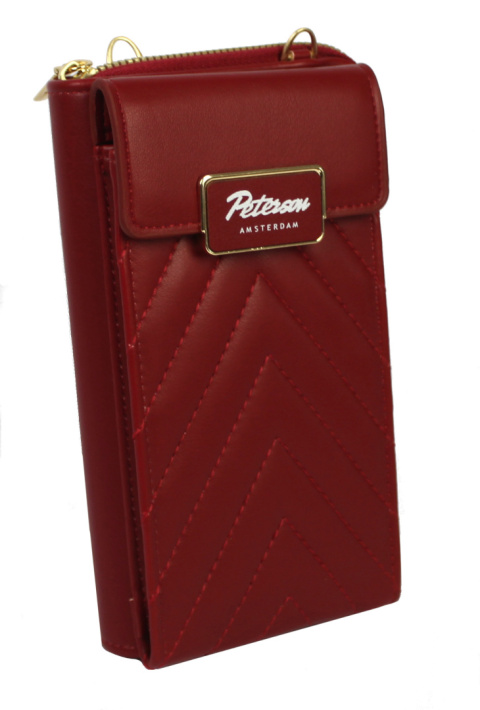 Pionowa Damska Torebka Marki Peterson Bordowa 20 x 10 x 5 [cm]