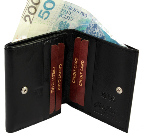 Praktyczny Portfel Uniwersalny Peterson Skóra Licowa KOMIN Czarny RD-AN01-GCL/4611 RFID 9 x 10 x 2 [cm]