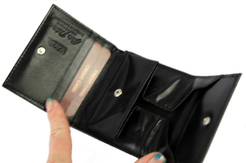 Praktyczny Portfel Uniwersalny Peterson Skóra Licowa KOMIN Czarny RD-AN01-GCL/4611 RFID 9 x 10 x 2 [cm]