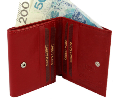 Praktyczny Portfel Uniwersalny Peterson Skóra Licowa KOMIN Czerwony RD-AN01-GCL/4604 RFID 9 x 10 x 2 [cm]