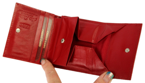 Praktyczny Portfel Uniwersalny Peterson Skóra Licowa KOMIN Czerwony RD-AN01-GCL/4604 RFID 9 x 10 x 2 [cm]