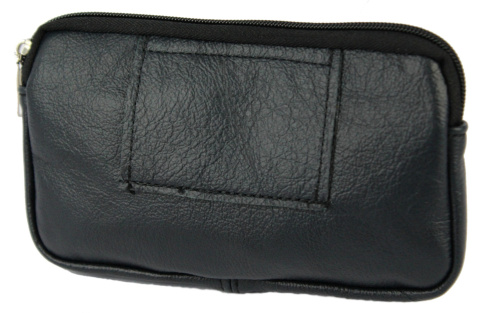 Skórzane Etui Na Telefon Płaska Saszetka Zielony/Czarny Na Pasek Z Suwakiem Polska Galanteria (PL) 19 x 10,5 [cm]