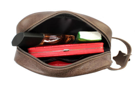 Skórzana Kosmetyczka Prostokątna MAGRE (PL) Skóra Naturalna Licowa Adrian DeLuxe BRĄZOWY 24 x 17 x 10 [cm]