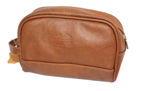 Skórzana Kosmetyczka Prostokątna MAGRE (PL) Skóra Naturalna Licowa Adrian DeLuxe BRĄZOWY 24 x 17 x 10 [cm]