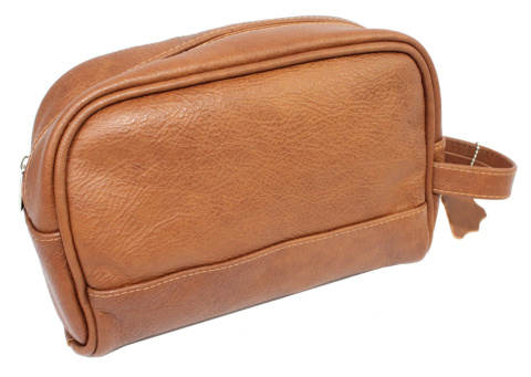 Skórzana Kosmetyczka Prostokątna MAGRE (PL) Skóra Naturalna Licowa Adrian DeLuxe BRĄZOWY 24 x 17 x 10 [cm]