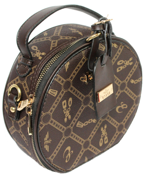 Torebka Damska ESLEE Okrągła Kuferek 8927 COFFE