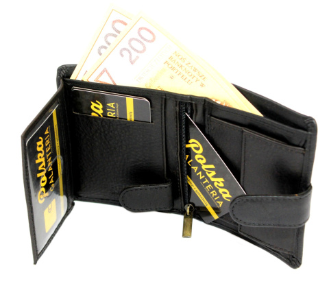 Portfel Męski Skórzany ANDREAS Skóra Licowa Mały Pionowy Z Zapięciem CZARNY RFID HK 5131B ML 9,5 x 11,5 x 2,5 [cm]