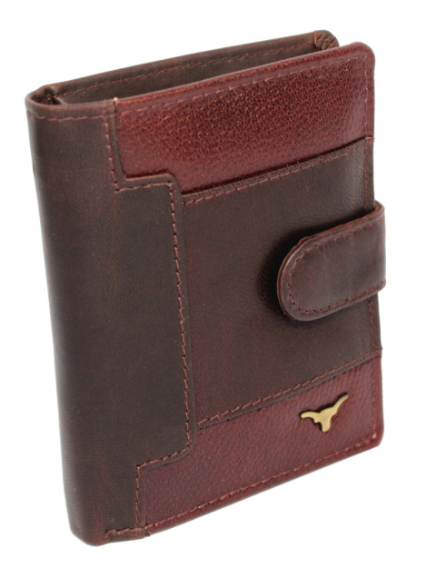 Portfel Męski Skórzany ANDREAS Skóra Licowa Mały Pionowy Z Zapięciem CZEKOLADOWY RFID HK 5131B ML 9,5 x 11,5 x 2,5 [cm]