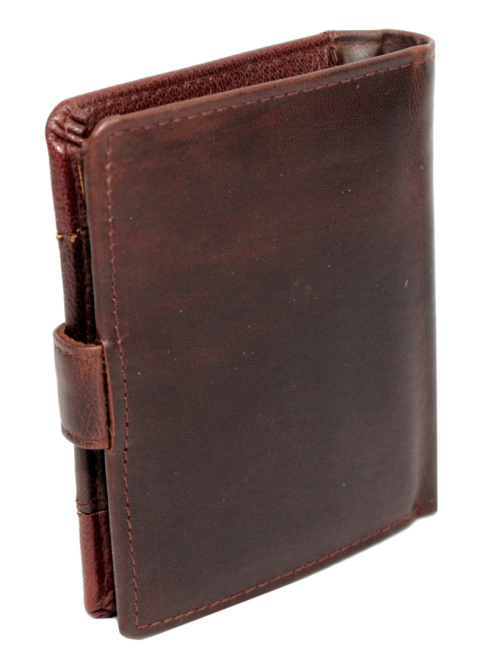 Portfel Męski Skórzany ANDREAS Skóra Licowa Mały Pionowy Z Zapięciem CZEKOLADOWY RFID HK 5131B ML 9,5 x 11,5 x 2,5 [cm]
