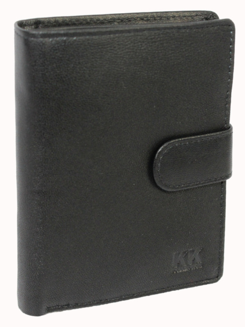 Portfel Męski Skórzany MONEY KEPPER Pionowy Z Zapięciem Dwa Skrzydełka Zapinka Wewnątrz KK18 B 12,5 x 10 x 3 [cm]