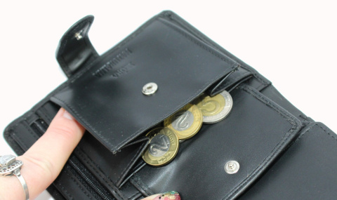 Portfel Męski Skórzany MONEY KEPPER Pionowy Z Zapięciem Dwa Skrzydełka Zapinka Wewnątrz KK18 B 12,5 x 10 x 3 [cm]