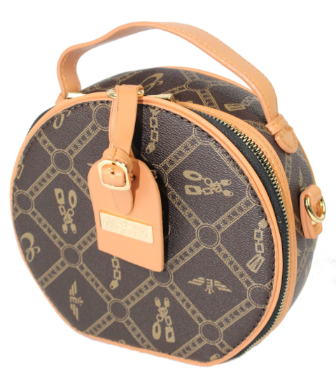 Torebka Damska BRICIOLE Okrągła Kuferek 8927 CZEKOLADOWA/BRĄZOWA