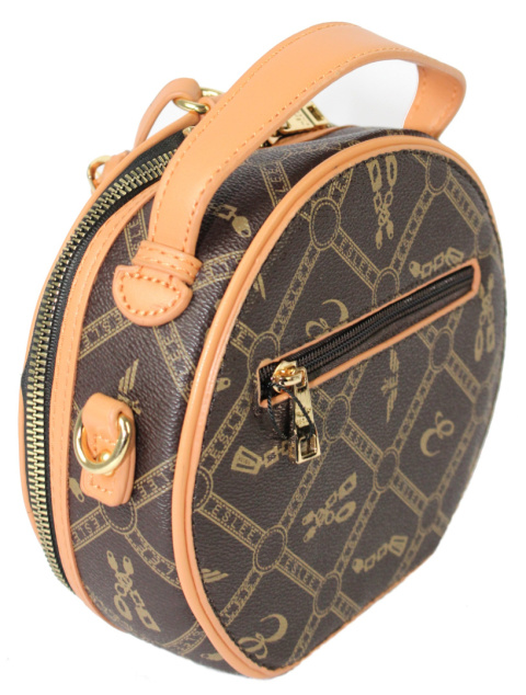 Torebka Damska BRICIOLE Okrągła Kuferek 8927 CZEKOLADOWA/BRĄZOWA