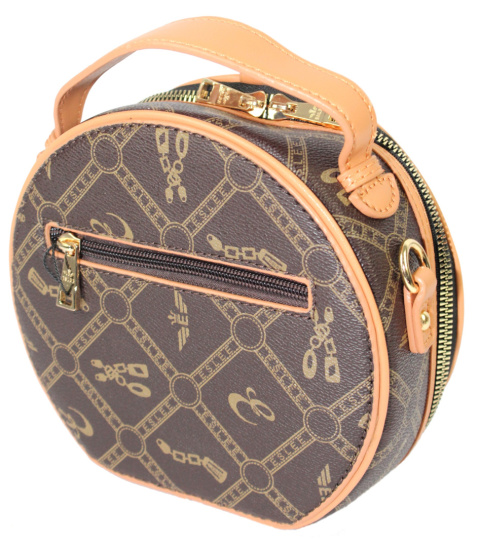 Torebka Damska BRICIOLE Okrągła Kuferek 8927 CZEKOLADOWA/BRĄZOWA