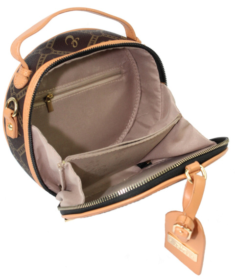 Torebka Damska BRICIOLE Okrągła Kuferek 8927 CZEKOLADOWA/BRĄZOWA