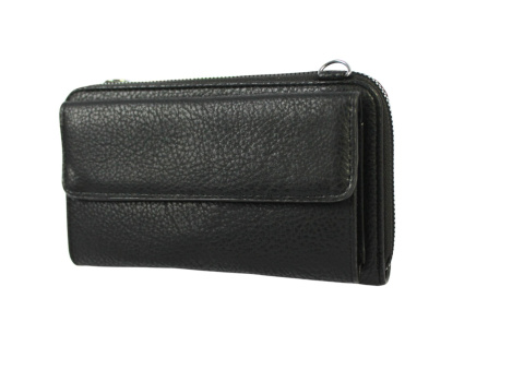Damski Poziomy Portfel Na Pasku z Funkcją Torebki PolskaGalanteria.pl CZARNY 20 x 11 x 5