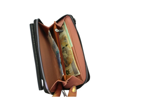Damski Poziomy Portfel Na Pasku z Funkcją Torebki PolskaGalanteria.pl CZARNY 20 x 11 x 5