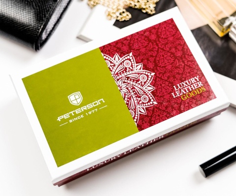 Portfel Damski Skóra Naturalna Lakierowana Peterson Duży Z Metalowym Suwakiem Piórnik 481 19 x 10 [cm]