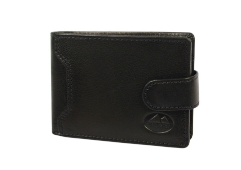 Portfel Męski Skórzany EL FORREST Mały Skóra Bydlęca Poziomy Z Zapinką Jedno Skrzydełko 851 57 RFID CZARNY 11 x 8 x 2 [cm]