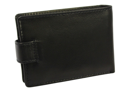 Portfel Męski Skórzany EL FORREST Mały Skóra Bydlęca Poziomy Z Zapinką Jedno Skrzydełko 851 57 RFID CZARNY 11 x 8 x 2 [cm]