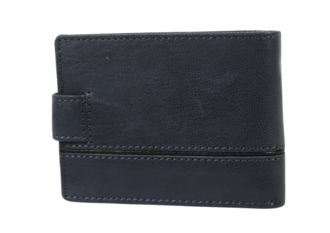 Portfel Męski Skórzany EL FORREST Mały Z Zapinką Skóra Bydlęca Poziomy 916 R 33 RFID GRANATOWY 11 x 8 x 2 [cm]