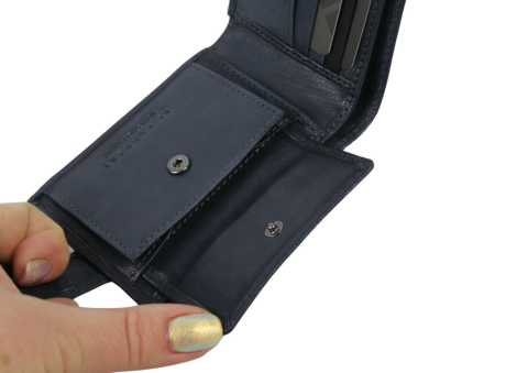 Portfel Męski Skórzany EL FORREST Mały Z Zapinką Skóra Bydlęca Poziomy 916 R 33 RFID GRANATOWY 11 x 8 x 2 [cm]