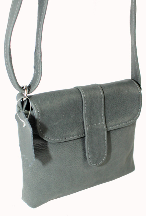 Torebka MAGRE (PL) EWA Mała Listonoszka Skóra Naturalna JASNY GRAFITOWY