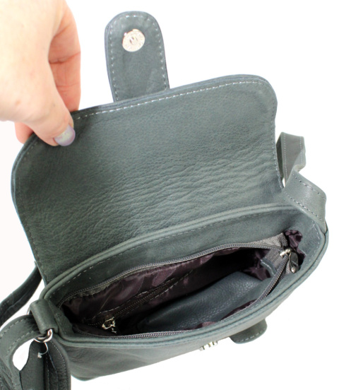 Torebka MAGRE (PL) EWA Mała Listonoszka Skóra Naturalna JASNY GRAFITOWY