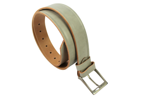 Pasek Skórzany Polska Galanteria (PL) Skóra Naturalna "Tłoczenie" 40 mm JASNY POPIELATY Klamra VINTAGE