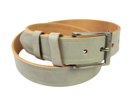 Pasek Skórzany Polska Galanteria (PL) Skóra Naturalna "Tłoczenie" 40 mm JASNY POPIELATY Klamra VINTAGE