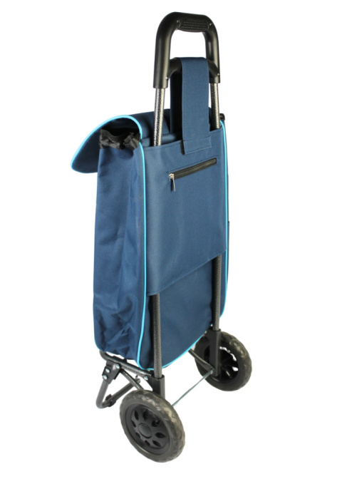 Pojemny Wózek Na Zakupy PolskaGalanteria.pl Z Kompletem Kółek I 45x28x15 GRANATOWY