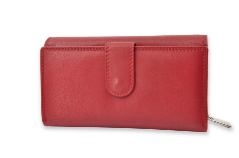 Portfel Damski Skórzany Kabana Skóra Licowa Duży Z Suwakiem CZERWONY 17,3 x 9,5 [cm]