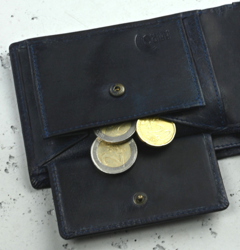 Portfel Męski ROVICKY Skóra Licowa Poziomy Dwa Skrzydełka N992A-HP/ 3278 RFID ,,GODŁO,, GRANATOWY 12.5 x 9 x 2 [cm]