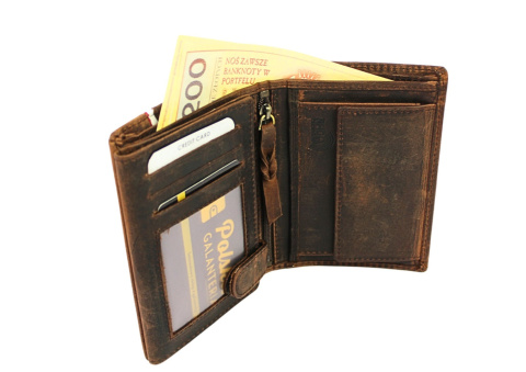 Portfel Męski Rovicky (PL) Skóra Licowa Pionowy Bez Zapięcia Dwa Skrzydełka N4A/ 3216 RFID ,,GODŁO,, BRĄZOWY 13 x 10 x 2 [cm]