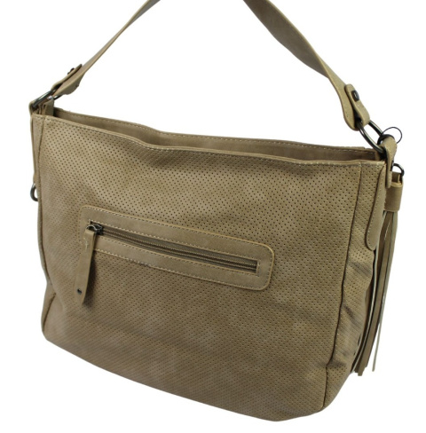 Torebka Skórzana Jennifer Jones Shopper Bag Skóra Włoska JJ3455 KAWA Z MLEKIEM