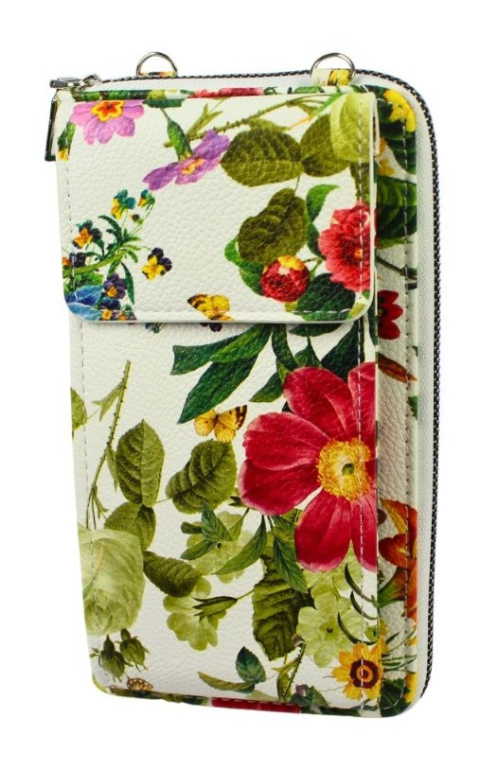 Damski Pionowy Portfel Na Pasku Jessica z Funkcją Torebki K-3300 Motyw Czerwony Portfelo-Torebka 20 x 12 x 6 [cm]